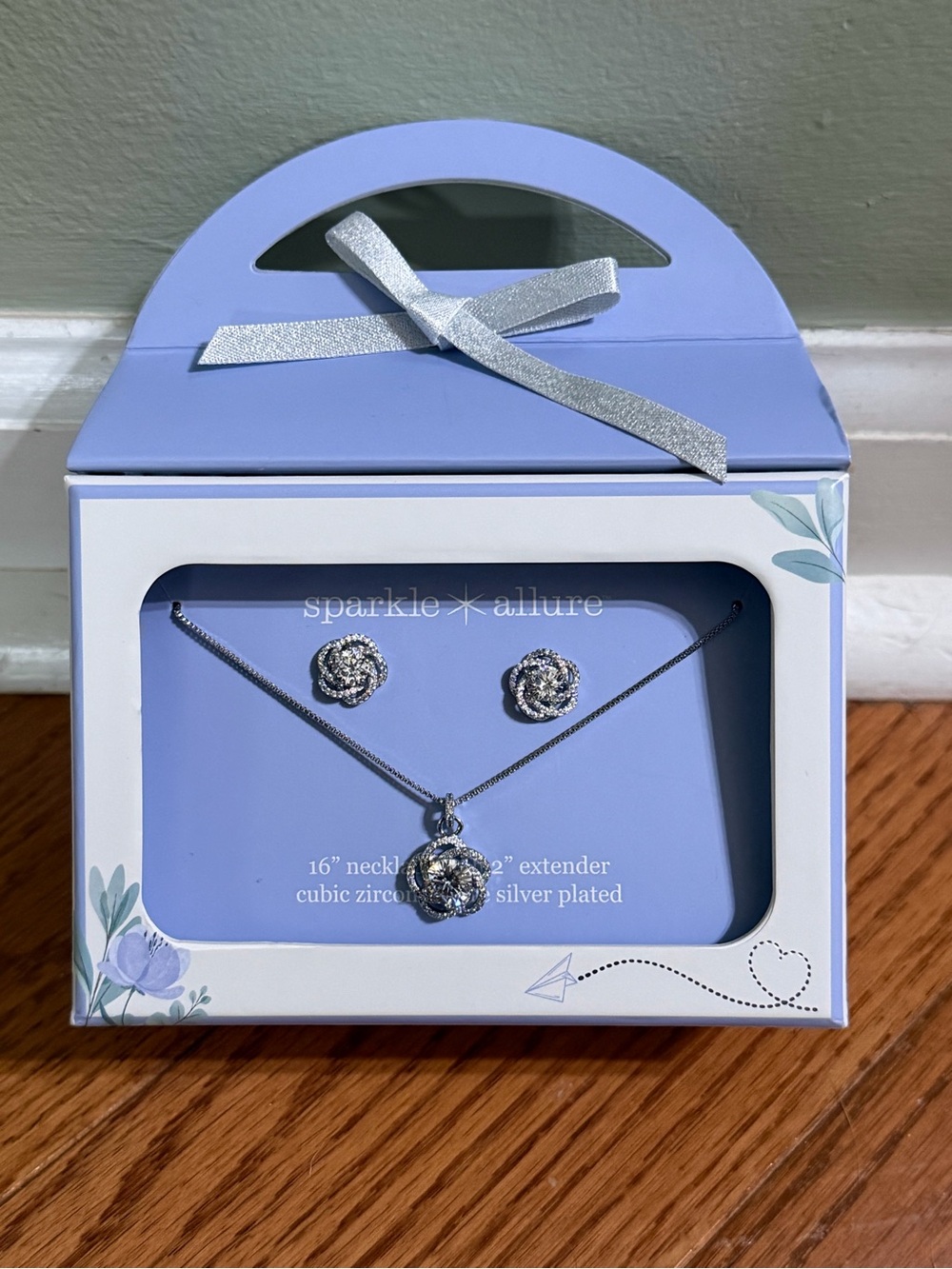 Silver-Plated Cubic Zirconia Necklace & Earring Set - Silver